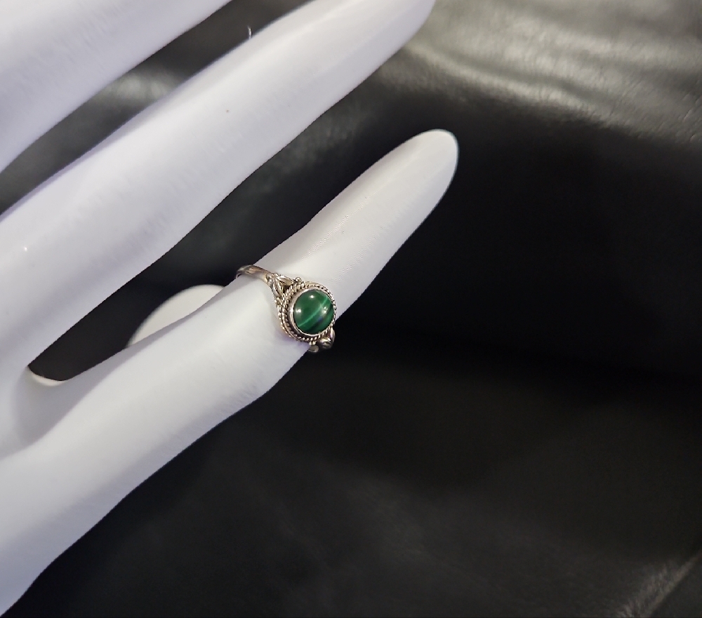 Malachite Stone Silver 925 Ring - image 4